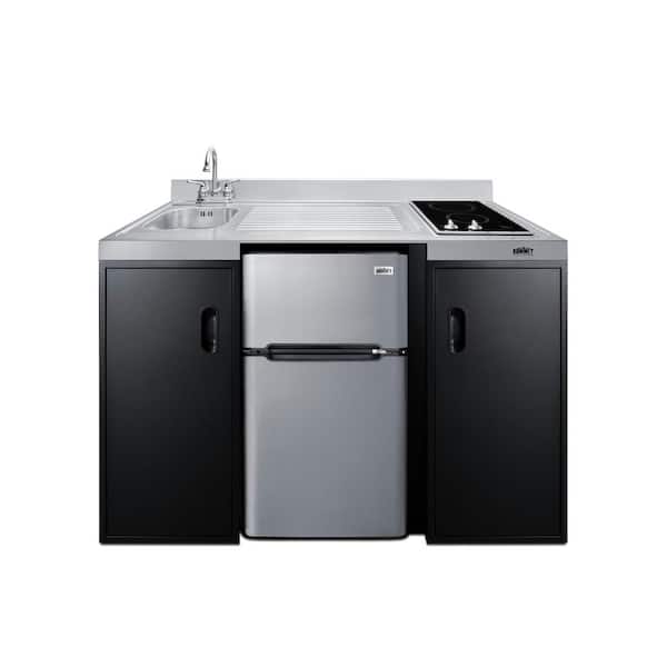 54 in. Compact Kitchen in Stainless Steel, ADA Compliant