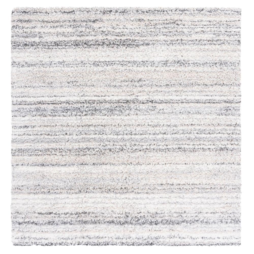 Berber Shag 7 ft. x 7 ft. Gray/Ivory Striped Distressed Square Area Rug price history on PriceWatchPro