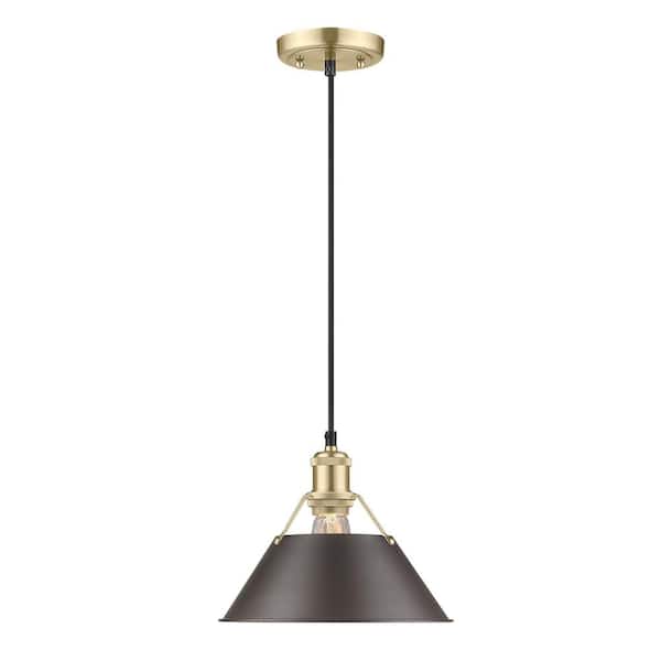 Golden Lighting Orwell 100-Watt 1-Light Brushed Champagne Bronze and Rubbed Bronze Pendant Light