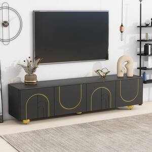 68.9 in. Black Entertainment Center TV Stand set with with Storage Cabinets, Adjustable Shelf Fits TV's up to 75 in.