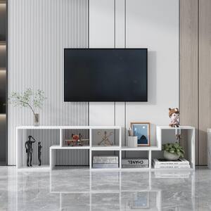 41 in.W White Double L-Shaped TV Stand Fits TV's up to 50 in. Display Shelf, Bookcase Shelf for Living Room