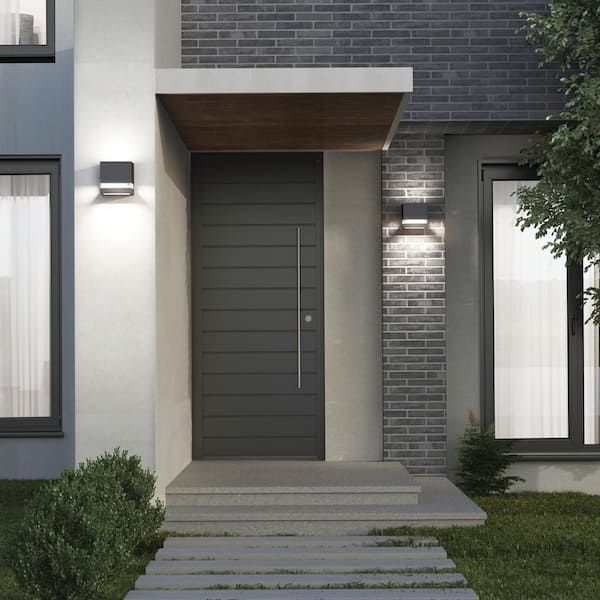 Artika Valor Square Black Indoor/Outdoor Hardwired Integrated LED Wall Sconce Light