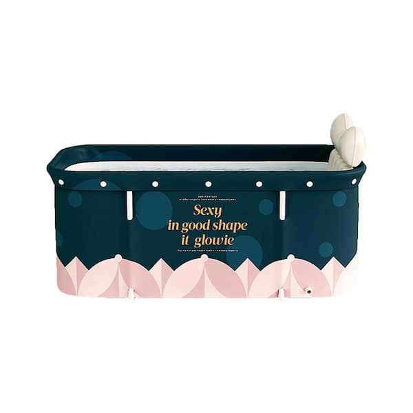 Extra Large 47.2 in. x 21.7 in. Portable Plastic Soaking Bathtub with Right Drain in Boreal Europe Style