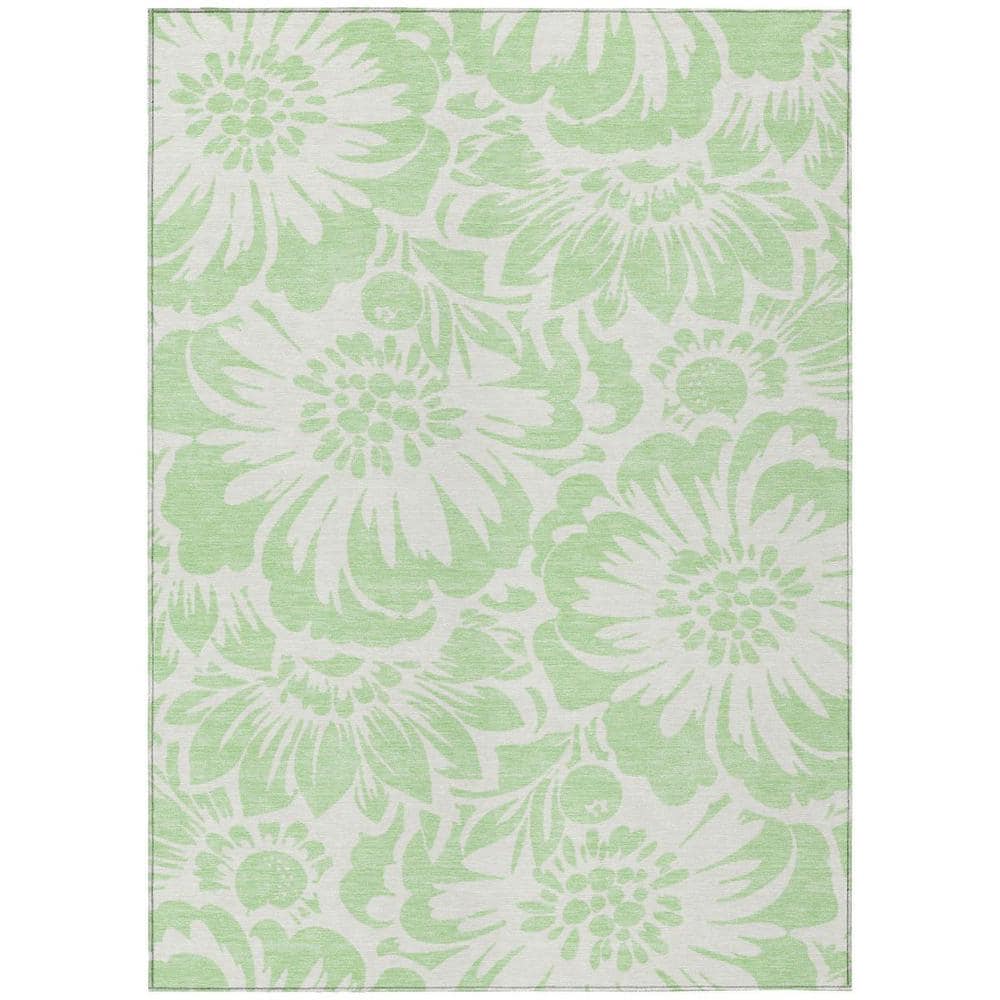 Mint Green and Ivory 10 ft. x 14 ft. Woven Floral Rectangle Indoor/Outdoor Area Rug price history on PriceWatchPro
