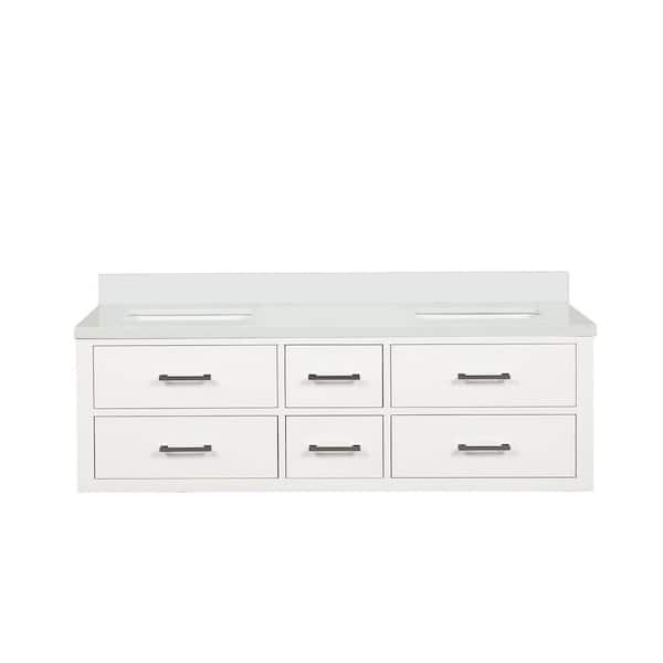 Sherman 60 in. W x 22 in. D White Double Bath Vanity with White Quartz Top