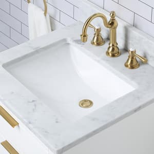 Bristol 24 in. W x 21.5 in. D Vanity in Pure White with Marble Top in White with White Basin and Mirror