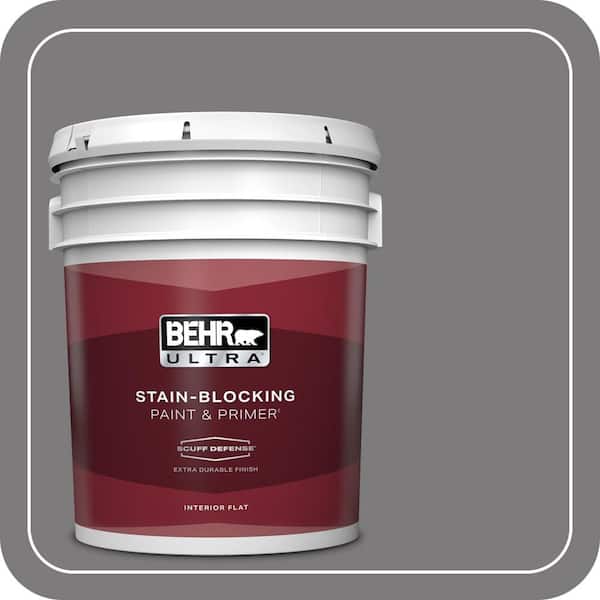 BEHR ULTRA 5 gal. #BXC-58 Stormy Gray Extra Durable Flat Interior Paint & Primer