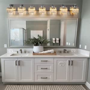 Orillia 51.2 in. 7-Light Chrome Bathroom Vanity Light with Crystal Shades