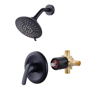 Single Handle 5-Spray Patterns Round Shower Faucet 1.8 GPM with Corrosion Resistant and Valve in. Black