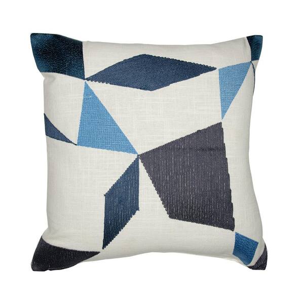 Indigo And Ivory Geometric Throw Pillow Indigo And Ivory Geometric Throw Pillow