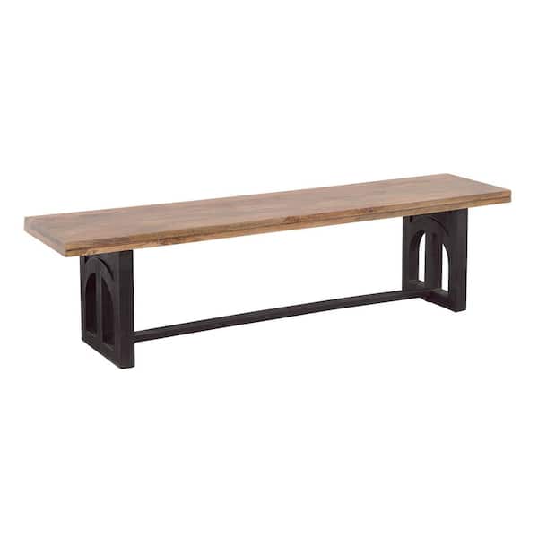 Coast to Coast imports Gateway Natural Nightshade Black Dining Bench with Solid Mango Wood 70 in.