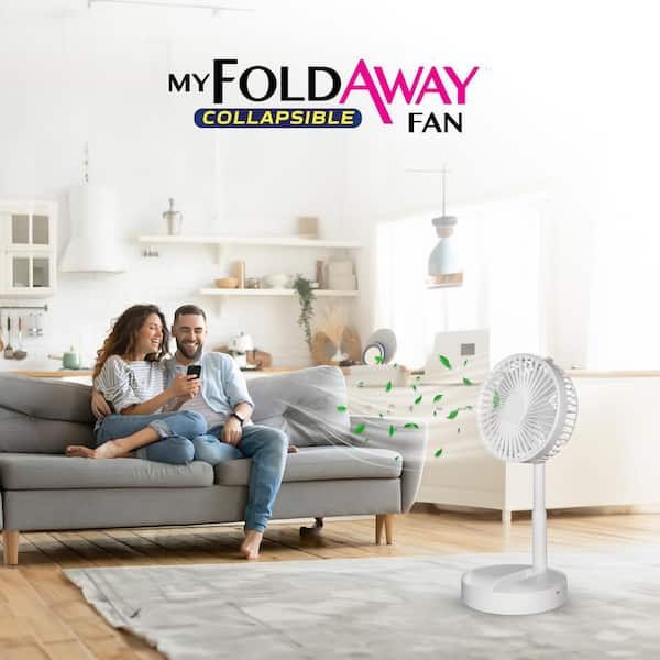 As Seen on TV 2-in-1 Adjustable Height 40 in. Unique Foldable and Portable  My Foldaway Rechargeable Floor and Table Fan 7039 - The Home Depot