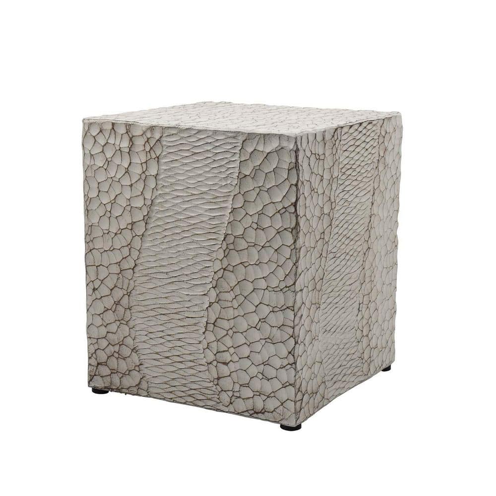 White Square Faux Wood Stump Outdoor Coffee Table