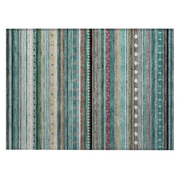 Chantille Machine Washable Indoor/Outdoor Abstract ACN2218 Teal 1 ft. 8 in. x 2 ft. 6 in. Accent Rug