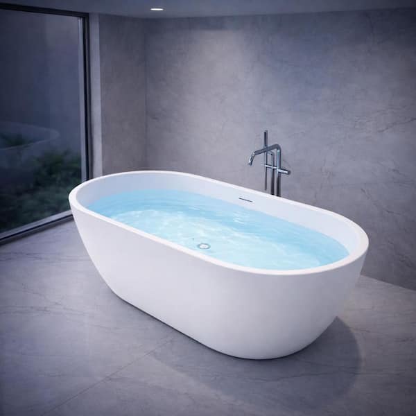 ANZZI Mone 59 in. L x 29 in. W Acrylic Glossy Flat bottom Soaking