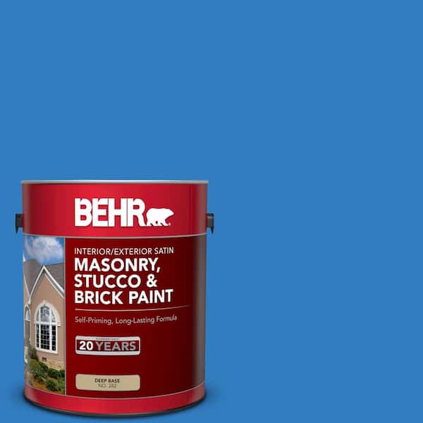 1 gal. #P510-6 Brilliant Blue Satin Interior/Exterior Masonry, Stucco and Brick Paint