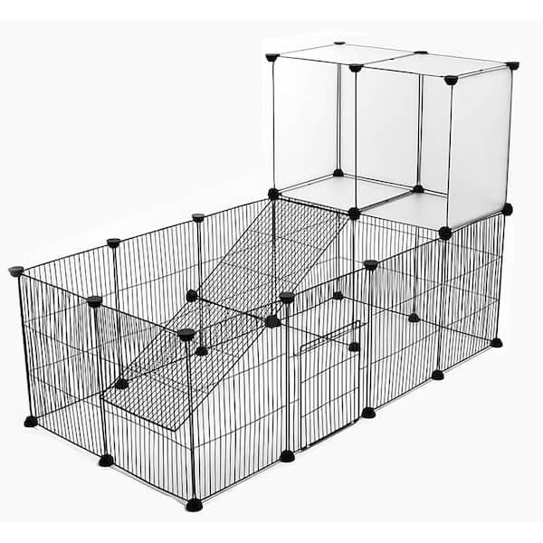 KIWDZFU 24 Panels Small Animal Playpen Indoor Outdoor Metal Wire Fence with Waterproof Mat for Guinea Pigs Puppies Chicken