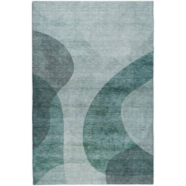 Dream Shag Premium Machine Washable Abstract ADS657 Green 8 ft. x 10 ft. Area Rug