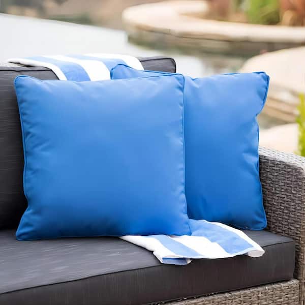 Clihome Outdoor Blue Water Resistant Throw Pillow (2-Pack)
