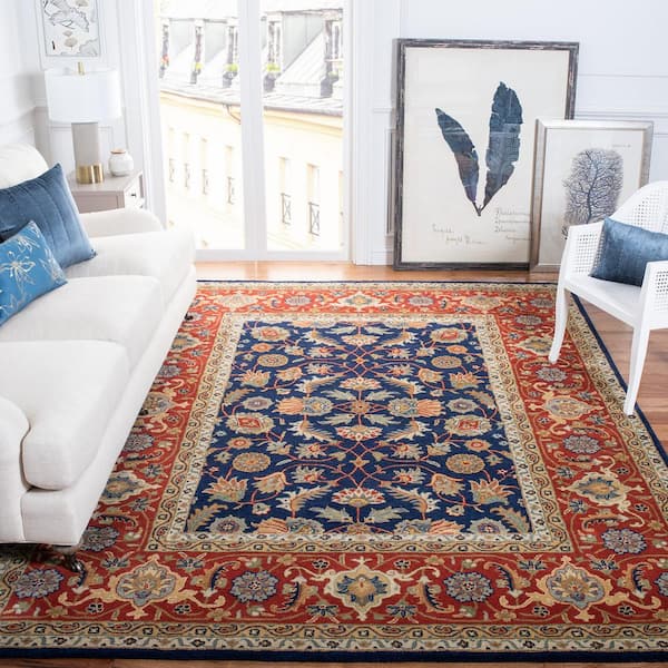 Navy Rust Rug SAFAVIEH Royalty 9 ft. x 12 ft. Navy/Rust Ornate Border Area Rug ...