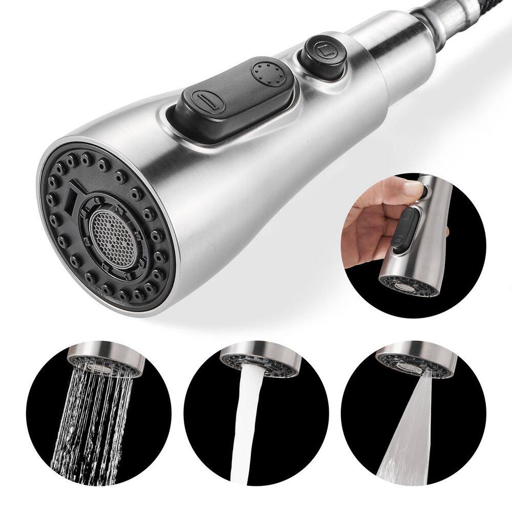 4-Function Spray Nozzle with 12 Adapters for Kitchen Faucet Pull Down Faucet Spray Head Replacement in Brushed Nickel price history on PriceWatchPro