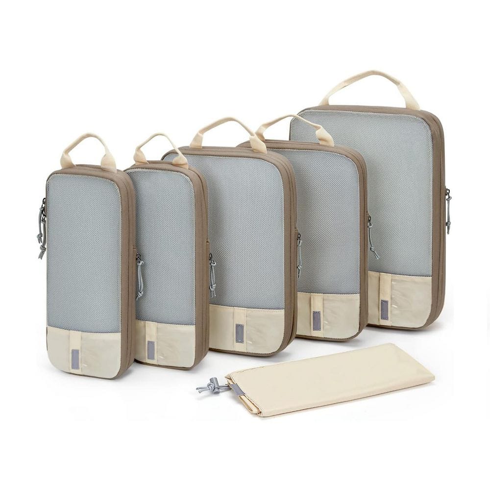 Gray+Beige 6 PCS Compression Packing Cubes Luggage Organizer Bags Travel Suitcase Space Saver Lightweight price history on PriceWatchPro