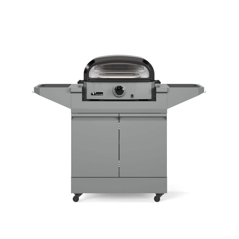 Emberwood Pizza Oven with Grill and Prep Cart in Gunmetal Gray