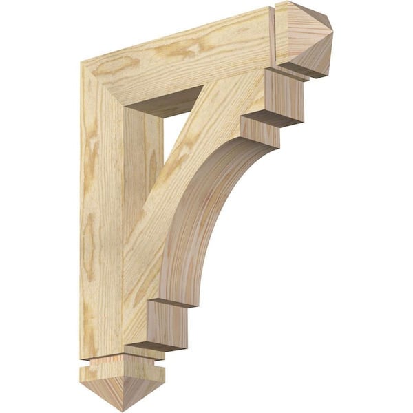 Ekena Millwork 4 in. x 24 in. x 20 in. Douglas Fir Merced Arts and Crafts Rough Sawn Bracket
