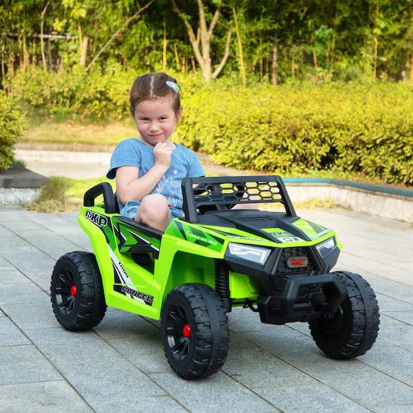 12-Volt Kids Ride On UTV Electric Car Truck with Music in Green