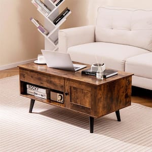 39.5 in. Brown Rectangle Wood Coffee Table