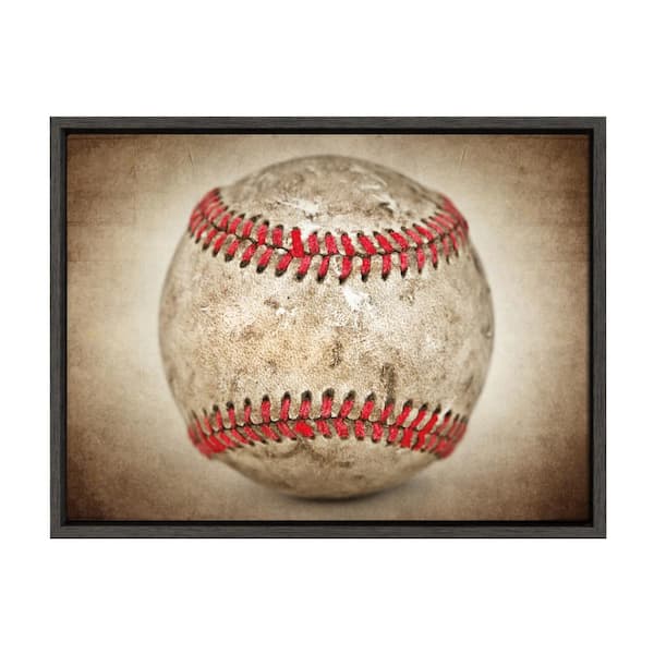 DesignOvation Sylvie "Vintage Baseball Hardball" by Saint and Sailor Studios 24 in. x 18 in. Sports Framed Canvas Wall Art