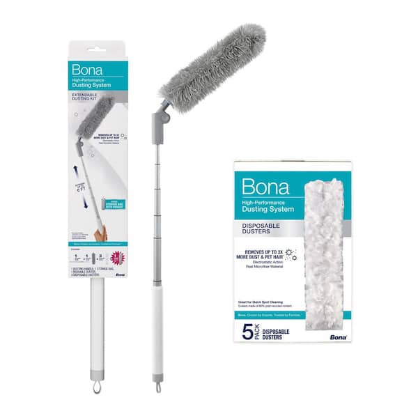 High-Performance Extendable Dusting Kit with 6 ft. Handle, Reusable and Disposable Dusters 5-Count Disposable Dusters