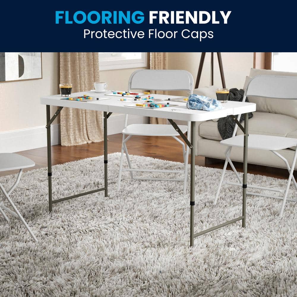 47.75 in. Granite White Plastic Tabletop Metal Frame Folding Table
