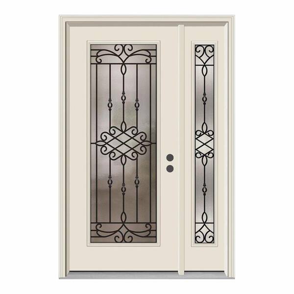 JELD-WEN 52 in. x 80 in. Full Lite Sanibel Primed Steel Prehung Left-Hand Inswing Front Door with Left-Hand Sidelite