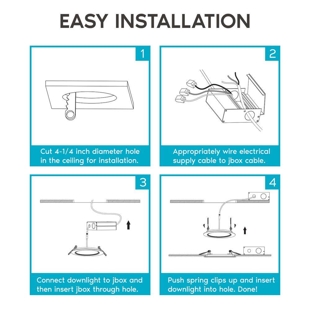 4'' White Aluminum Ultra Thin LED Recessed Lighting Kit