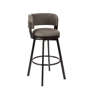 Everett 24 in. to 29 in. Adjustable Charcoal Upholstered Swivel Bar Stool