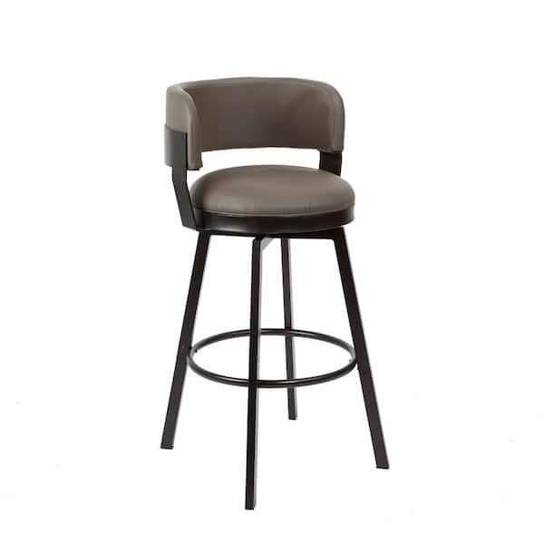 Silverwood Furniture Reimagined Everett 24 in. to 29 in. Adjustable Charcoal Upholstered Swivel Bar Stool