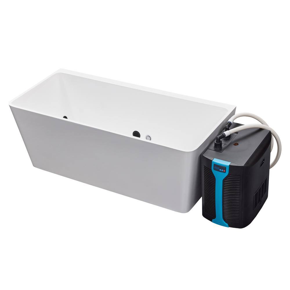 Gloss White Rectangle PVC Cold Plunge Tub with Electric Heater