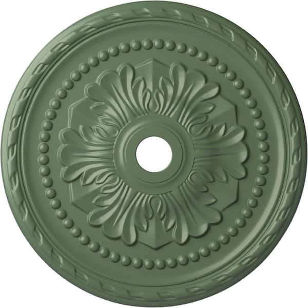 Ekena Millwork 1-3/4" x 31-1/2" x 31-1/2" Polyurethane Palmetto Ceiling Medallion, Hand-Painted Athenian Green