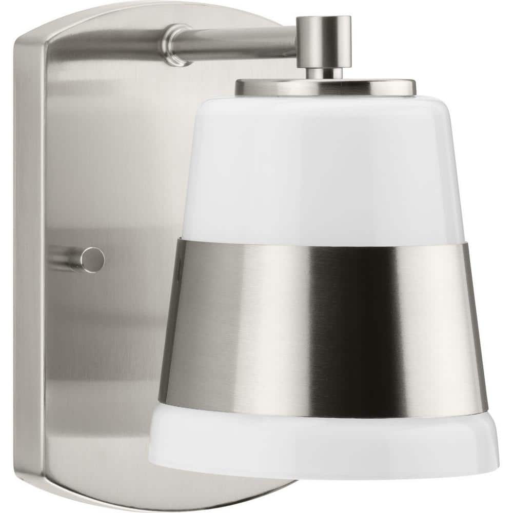 Haven Collection 4.75 in. 1-Light Brushed Nickel Opal Glass Luxe Industrial Vanity Light price history on PriceWatchPro