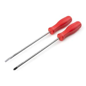 #2,1/4 in. Long Phillips/Slotted Hard-Handle Screwdriver Set Chrome Blades (2-Piece)