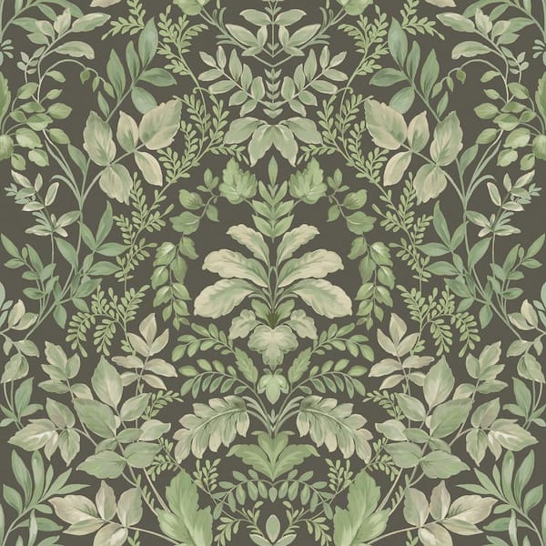 Walls Republic Charcoal Green Lush Overgrown Botanical Printed Non