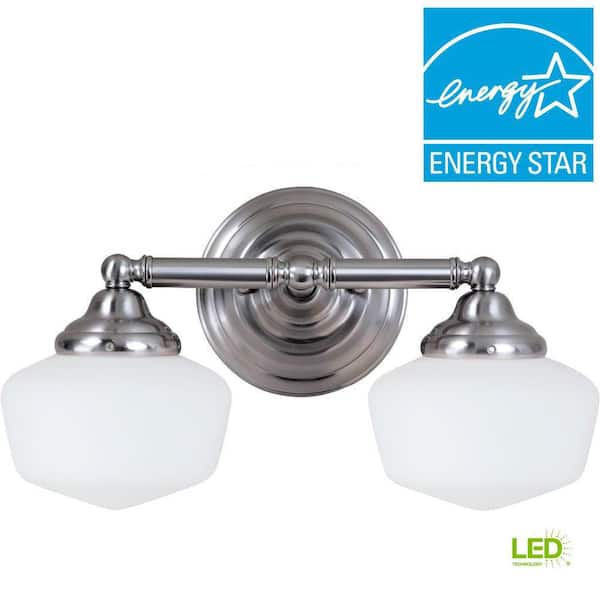 Generation Lighting Academy 2-Light Brushed Nickel Vanity Light with LED Bulbs