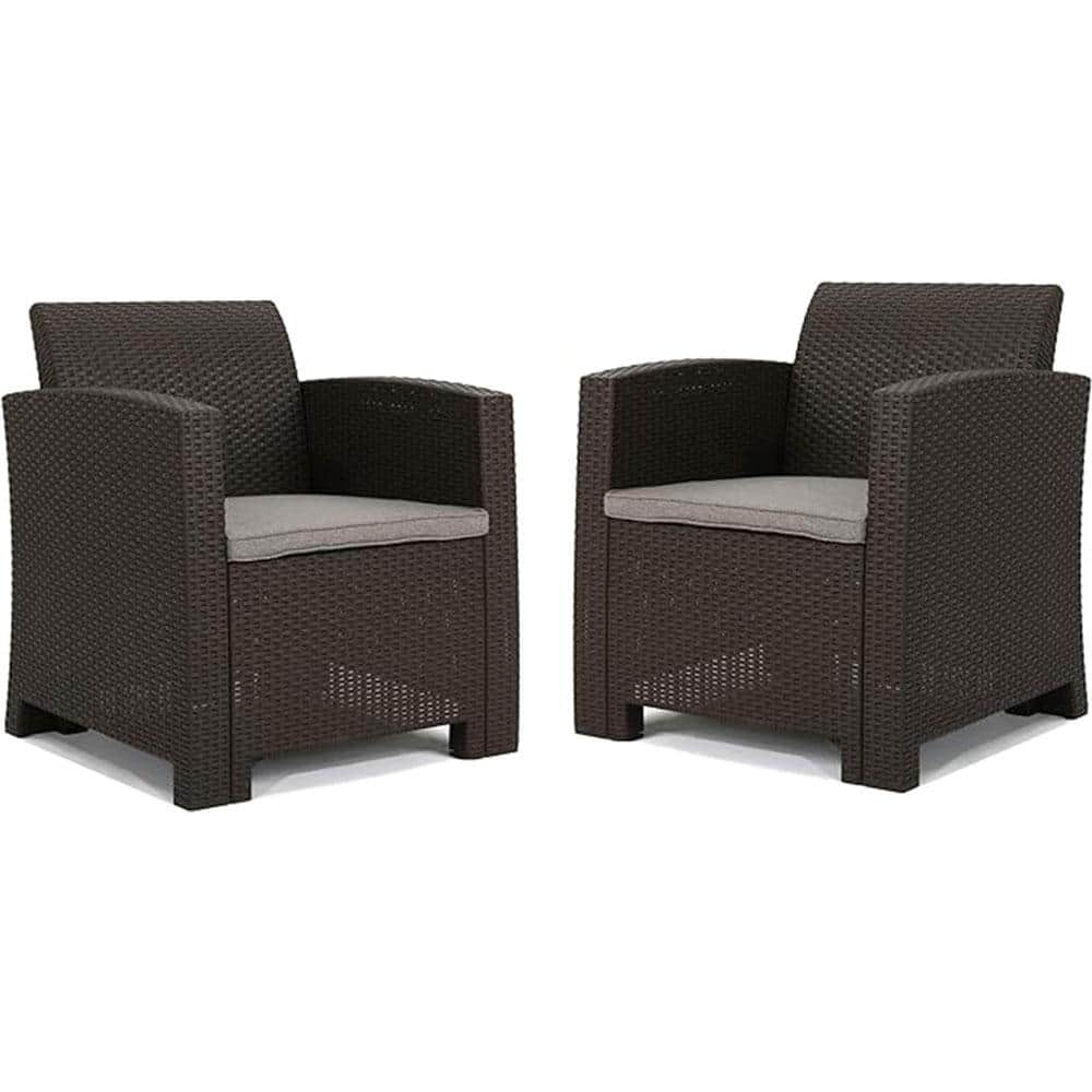 2-Seater Faux Wicker Rattan Outdoor Sectional Club Chairs with Water Resist