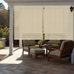 Natural Cordless UV Blocking Fade Resistant Polypropylene Outdoor Roller Shade 36 in. W x 66 in. L