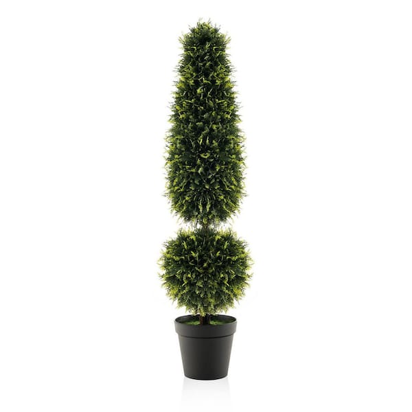 4 ft. Artificial Boxwood Topiary Tree with Natural Vines and PE Leaves in Pot