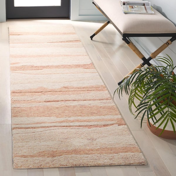 Ebony 2 ft. x 9 ft. Rust/Ivory Abstract Striped Runner Rug