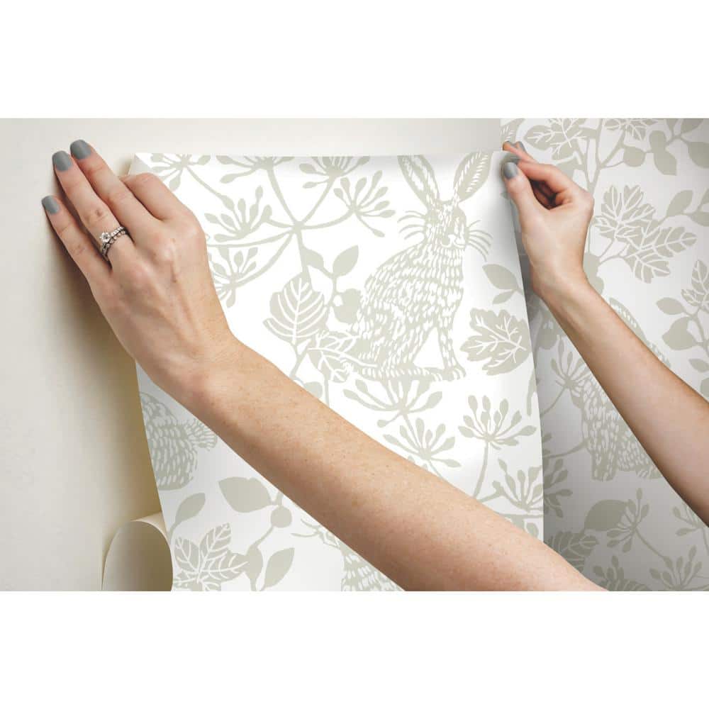 Warm Taupe Leaf Concerto Peel and Stick Wallpaper