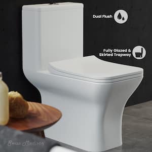 Carre 1-Piece 0.8/1.28 GPF Dual Flush Square Toilet in White, Seat Included