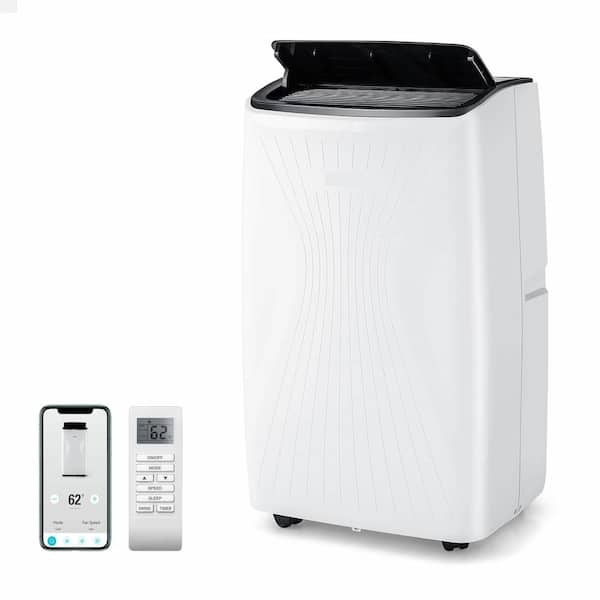 12000 BTU Portable Air Conditioner Smart WiFi Air Cools 450 Sq. Ft. w/Fan Dehumidifier with Remote in White
